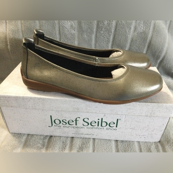Josef Seibel Shoes - Josef Seibel Women's Gold Pebbled Leather Ballerina Flats EU 36 US 5  to 5.5